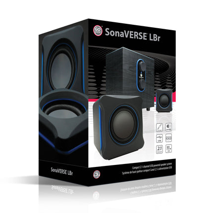 GOgroove 2.1 arvuti kõlarisüsteem subwooferiga SonaVERSE LBr - USB 3,5 mm AUX-audiosisendiga, bassi/helitugevuse reguleerimine, 11 W RMS - kompaktne suurus Ideaalne sülearvutile, väiksem