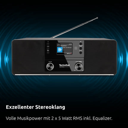 TechniSat DIGITRADIO 370 CD IR - internetiraadio (DAB+, FM, CD-mängija, Wi-Fi, Bluetooth, värviline ekraan, USB, AUX, kõrvaklapipesa, äratuskell, 10 vatti, pult) must