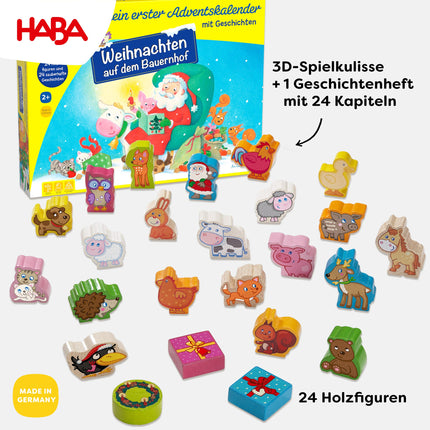 HABA advendikalender – Jõulud talus – 3D mängumaastik 24 armsa puidust figuuriga – jõulukalender lastele vanuses 2 aastat ja vanemad - 1303156001