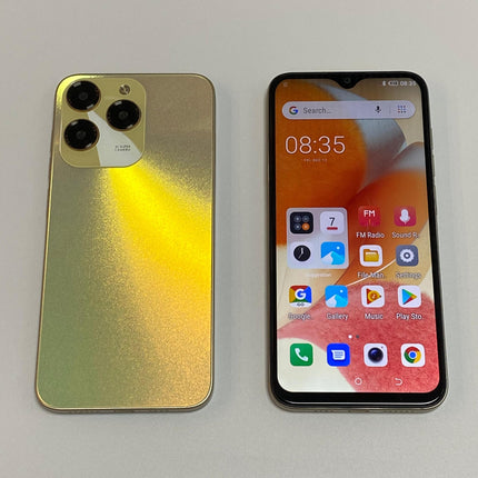Fine Life Pro lukustamata telefon, 6,3-tolline ekraan, kaks kaamerat, kaks SIM-kaarti, 2G RAM + 16G ROM/128GB TF-kaart, toetab 4G FDD-LTE: B1/3/7/20, Android nutitelefon, sobib algajatele. (3, kuldne)