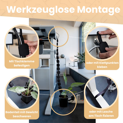 UNITURE® Cable Management Desk [Made in Europe] - Sustainable Flexible Cable Management for Cable Management Desk Height Adjustable - Cable Duct Height Adjustable Desk