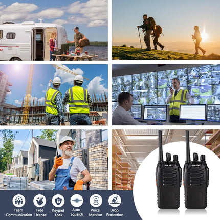 Walkie-Talkies PMR446 Long-Range with Headset, JUMJIAT Two-Way Radios Rechargeable 16-Channel Handheld Radio with Flashlight (2 Pack)