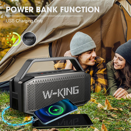 W-KING Bluetooth Speaker Box Large (100W peak) 60W Music Box Bluetooth Box, IPX6 Portable Speaker Outdoor Party Soundbox Boombox/Ex-large Passive Radiator Deep Bass/PowerBank/40H/TF/AUX/EQ