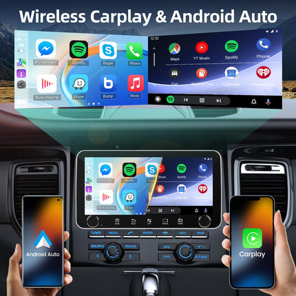 [2+64G] 10,36-tolline Android 15 1-din puutetundliku ekraaniga autoraadio, 1-din IPS-puutetundliku ekraaniga raadio - juhtmevaba Carplay ja Android Auto, WiFi, GPS, jagatud ekraan, Mirror Link, SWC + AHD tahavaatekaamera