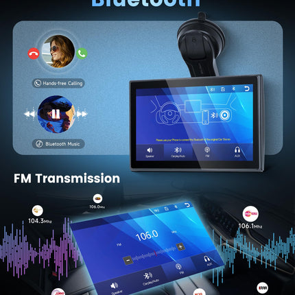 Juhtmevaba Carplay Android Auto ekraaniga kaasaskantav autoraadio Super Link Videoga, 7-tolline pööratav puutetundlik ekraan, kaasaskantav autoraadio YouTube'i/Airplay/Android Casti/Bluetoothi/FM-saatja/hääljuhtimise/TF/AUX-iga