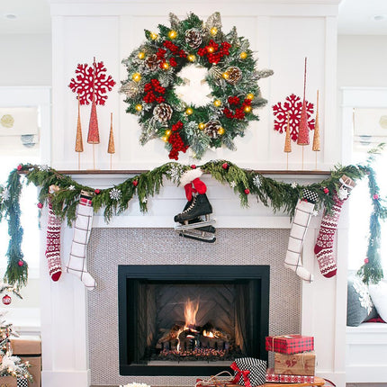 Christmas wreath, 45 cm, door wreath with pine cones, Christmas decoration for door, fireplace and wall