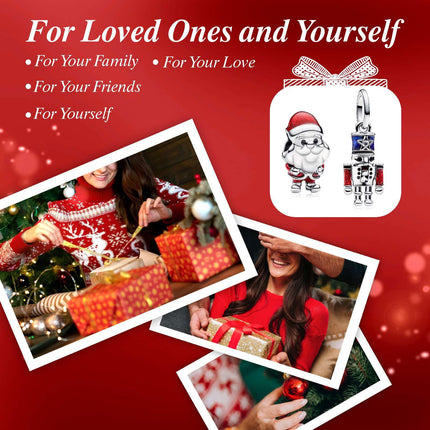 MSPOVOF Santa Claus &amp; Nutcracker Charms S925 Sterling Silver Charms Bead for Bracelets and Necklaces for Christmas Birthday Women Jewelry Gift
