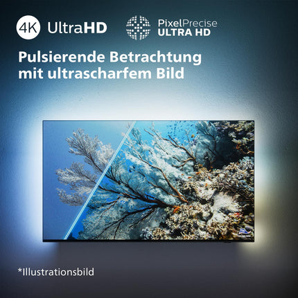 Philips Ambilight 75PUS8309 4K LED nutiteler - 75-tolline ekraan pikslitäpse Ultra HD-ga, Titan OS platvormi ja Dolby Atmos heliga - töötab Alexa ja Google Assistantiga - mattmust
