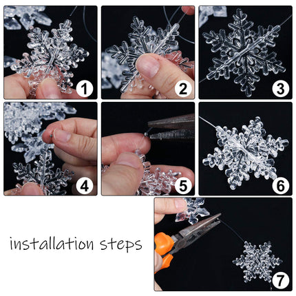 45 Pieces Crystal Snowflake Ornaments Clear Acrylic Snowflake Christmas Christmas Tree Hanging Pendants for Winter Theme Party Supplies