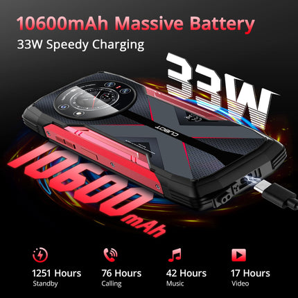 CUBOT Kingkong Star (2023) 5G õuenutitelefon Android 13, 24GB+256GB/1TB, 10600mAh(33W), 6.78" FHD+1.09" tagumine ekraan, lukustamata mobiiltelefon, 100MP+24MP öönägemine, IP68/NFC/3 pesa, must