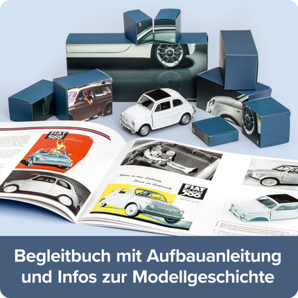 FRANZIS 67168 - Fiat 500 Advent Calendar, metal model kit in 1:38 scale, including sound module and 52-page accompanying book