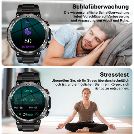 Blackview Smartwatch Men (Make/Receive Calls), 1.39'' Fitness Watch with Heart Rate SpO2 Pedometer Sleep Monitor, 100 Sports Modes, IP68 Waterproof Activity Tracker, Sports Watch for iOS Android