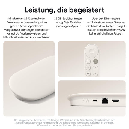 Google TV Streamer 4K – lõõgastav meelelahutus kiire voogedastuse ja häälotsinguga kaugjuhtimispuldiga – filmid, sarjad, otseülekanded ja Netflix 4K HDR-is – 32 GB salvestusruumi – Portselan