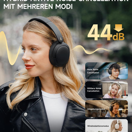Edifier W800BT Pro hübriidsed ANC-kõrvaklapid, kõrglahutusega heli, 45-tunnine aku, kiire laadimine, kokkupandavad, juhtmevabad kõrvaklapid Bluetooth 5.4 - mustad