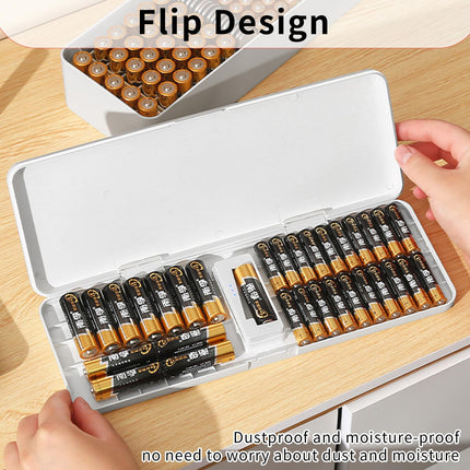 Battery organizer with built-in tester, can hold 115 batteries (AA, AAA and button cell batteries) to ensure reliable organization (batteries not included)