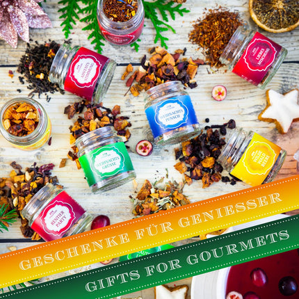 Hallingersi Happy Holidays - Rohelised/Kuldsed Tähed - Tee advendikalender, käsitsi valmistatud, vegan ja gluteenivaba keeratava korgiga purkides (komplekt) - emadepäeva- ja isadepäevakingitused | Paranemist Hanuka sõprusega