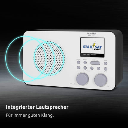 TechniSat VIOLA 2 C IR - kaasaskantav internetiraadio (DAB+, FM, Wi-Fi, 2,4-tolline värviline ekraan, kõrvaklapipesa, äratuskell, unetaimer, 3 vatti RMS, aku, toiteplokk) valge