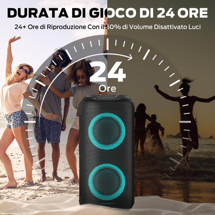 Oraolo Luster Wireless Bluetooth Speaker, Bluetooth Speaker with Lights, Portable Speaker 24W Loud Stereo Sound, 24H Playtime, AUX-in, IPX6 Waterproof for Outdoor Camping