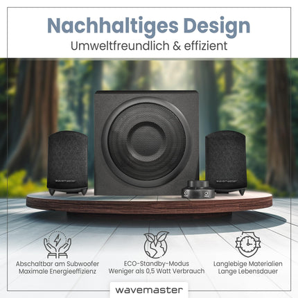 Wavemaster MOODY 2.1 Speaker System (65 Watt) Active Speakers for TV/Tablet/Smartphone/PC Black (66202)