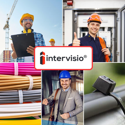 intervisio cable ties extra long 430mm x 4.8mm, professional high-quality industrial quality, black, 200 pieces