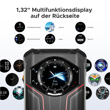 DOOGEE S119 Outdoor Handy Ohne Vertrag 10200mAh/33W Outdoor Smartphone 512GB+24GB/2TB, 1.32" Rückdisplay 6.72” FHD+ 120Hz Baustellenhandy, 100MP+16MP, IP68/ Fingerabdruck/ 3 Card Slot/NFC/Face ID