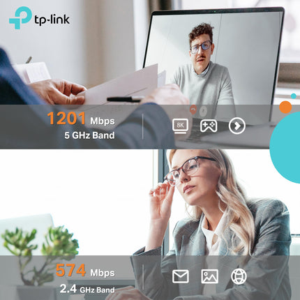 TP-Link Archer TX20UH WiFi 6 WLAN-pulk arvutile, USB WLAN-adapter AX1800 kahesageduslik, MU-MIMO, WPA3, USB 3.0, ühildub ainult Windows 10/11-ga
