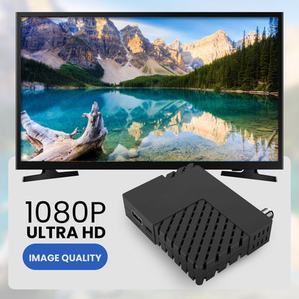 Hd-line DVB-S2 Mini Satellite Receiver - Ready-to-use current channels, Full HD 1080p, HDMI/AV/USB/RS232, IR-EX support, Plug &amp; Play, Energy-saving, High-performance TV satellite receiver