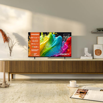 Grundig 50 VOE 84 Q 50-tolline (126 cm) QLED-teler, VPI 1800, Google TV, 4K UHD, Dolby Vision, HDR10+, filmipildi täiustamine, sisseehitatud Chromecast, Bluetooth, nutiteler, must