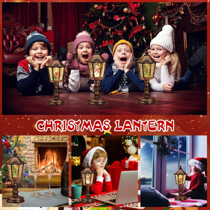 Christmas lantern, the illuminated snow games, Christmas lantern with snow flurries, snow globe, snow lantern Christmas candle, LED snow lantern with snowman, for dining table, fireplace, window