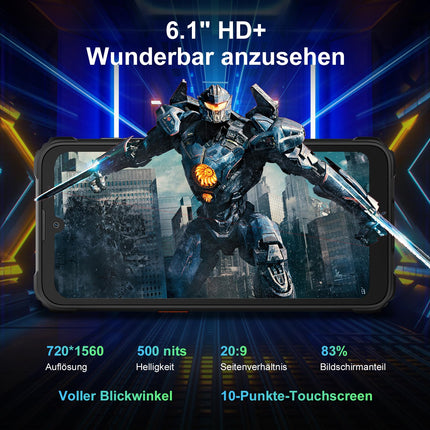 Blackview 2025 BV5300 Plus Outdoor Handy(NFC) -24GB+128GB/TF 2TB, 6580mAh Akku, 6.1" HD+, Android Outdoor Smartphone, 4G Dual SIM Baustellenhandy, 13MP/IP69K/OTG/GPS/Face ID/Handschuh-Modus