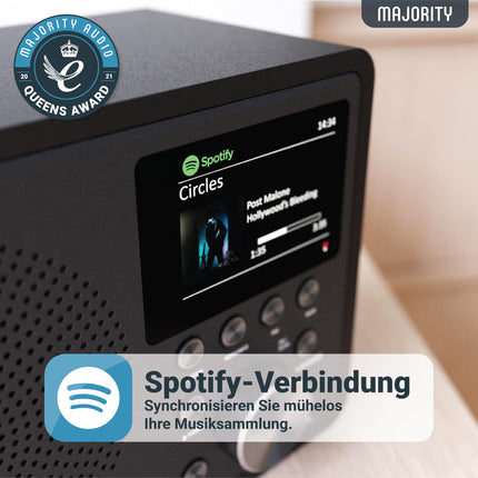 Internet radio Wi-Fi | DAB+ radio with Bluetooth | DAB Plus radio kitchen radio | Internet Wi-Fi with DSP speaker | Digital radio | Frontier Oktiv app remote control | MAJORITY Touro