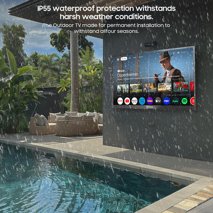 SYLVOX 65-tolline välisteler, 4K UHD QLED Google TV kvantpunktvärvidega, 2000 nitti, häälassistent, Dolby Atmos, IP55 veekindel teler aeda, terrassile, basseini ja äripindadele (Pool Pro 2.0 QLED)
