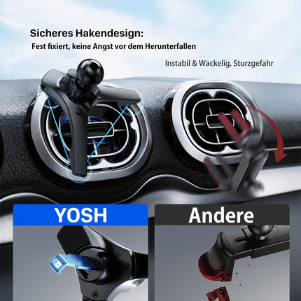 YOSH MagSafe'i autohoidik [ümar ava], magnetiline autohoidik kolmnurkse konksuga Mercedes A/B/C/V/GLC/Sprinterile, ühildub iPhone'i ja Samsungi seadmetega, Mercedes Benzi lisatarvikud