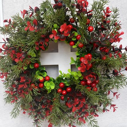 Christmas wreath, YouXiaor artificial Christmas wreath, fir wreath, door wreath, Christmas berry wreath, winter wreath, decorative wreath, Advent wreath, winter wreath for Christmas, indoor and outdoor decorations, 35 cm