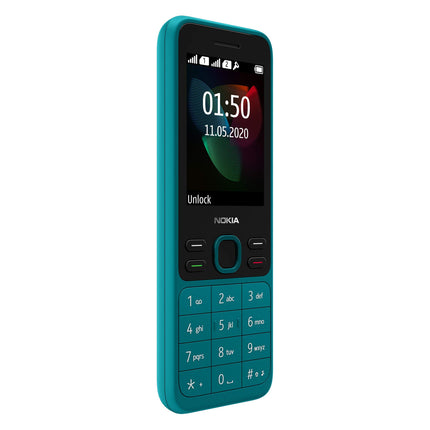 Nokia 150 versioon 2020 põhitelefon (2,4 tolli, 4 MB sisemälu (laiendatav kuni 32 GB MicroSD-kaardi abil), 4 MB RAM, kahe SIM-kaardiga) tsüaansinine