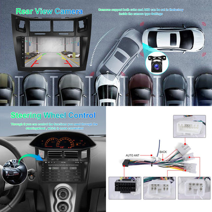 8-tuumaline 4G+64G autoraadio Toyota Yaris/Vizi 2005-2011 jaoks, Hodozzy 9-tolline puutetundlik ekraan, Carplay, Android Auto, 2 DIN raadio, Navi, Bluetooth, DSP, WiFi, FM, RDS, tahavaatekaamera