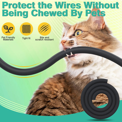 REFLYING Dog and Cat Cable Protector, Cable Sleeves 3 Meters-25.4mm, Protects Cables from Pet Chewing, Expandable Braided Self-Closing Cable Sleeve, Black