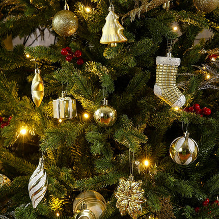 Sattiyrch 76 ct Christmas Ball Ornaments Set for Christmas Tree, Shatterproof Christmas Tree Decorations with Reusable Gift Boxes (Gold)