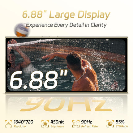 OUKITEL C61 Android 15 nutitelefon lukustamata, 16 GB + 128 GB / 1 TB mobiiltelefon ilma lepinguta, 6,88" HD+ 90Hz ekraan, 5150 mAh mobiiltelefon soodne, 13 MP + 5 MP, 4G kahe SIM-kaardiga SIM-kaardivabad mobiiltelefonid/sõrmejälg/OTG/näotuvastusega