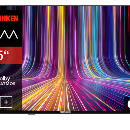 Telefunken QLED-teler 55-tolline nutiteler VIDAA QU55VP750S 4K UHD teler, HDR-teler Dolby Visioni, Dolby Atmose, kolmekordse tuuneri ja 6-kuulise HD+ garantiiga, must LED-teler