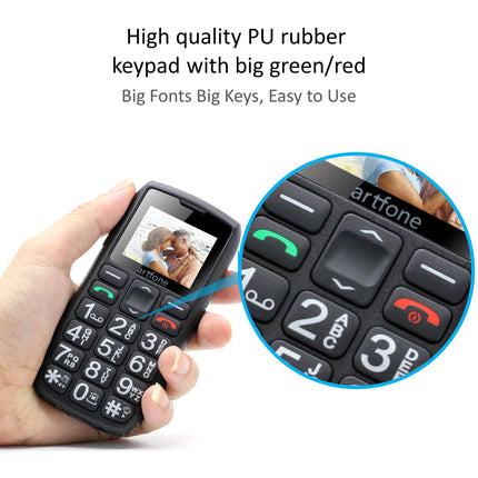 artfone C1+ Mobile Seniorenhandy ohne Vertrag | Dual SIM mit Notruftaste | Rentner Handy große Tasten | 1800 mAh Akku Lange Standby-Zeit | Großtastenhandy mit Ladestation | 1,77 Zoll Farbdisplay