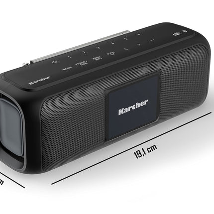 Karcher DAB Go portable Bluetooth speaker &amp; digital radio DAB+ / FM radio with 2.4" color display/alarm clock / 5 watt stereo sound/USB-C/rechargeable battery, black