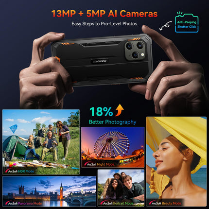 Blackview 2025 BV5300 Plus Outdoor Mobile Phone (NFC), 24GB + 256GB / 2TB TF Outdoor Smartphone Without Contract, 6.1" HD+ IP69K Waterproof, Construction Site Phone, 13MP / Dual 4G / OTG / GPS / 273g