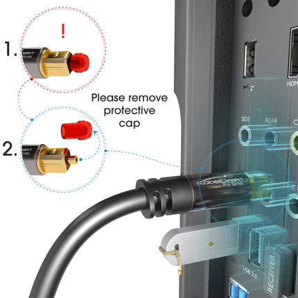 KabelDirekt – TOSLINK-kaabel, optiline audiokaabel – 3 m – kiudoptiline kaabel heliribale (TOSLINK-TOSLINK, digitaalne S/PDIF-kaabel, stereosüsteem/võimendi, kodukino, Xbox One/PS4)