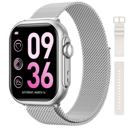 RUXINGX Smartwatch Women with 1000 mAh Battery, Fitness Watch with Phone Function, 120+ Sports Modes, 24/7 Heart Rate Monitor SpO2, Menstrual Cycle, Sleep, Fitness Tracker, IP68 Pedometer Android/iOS Silver