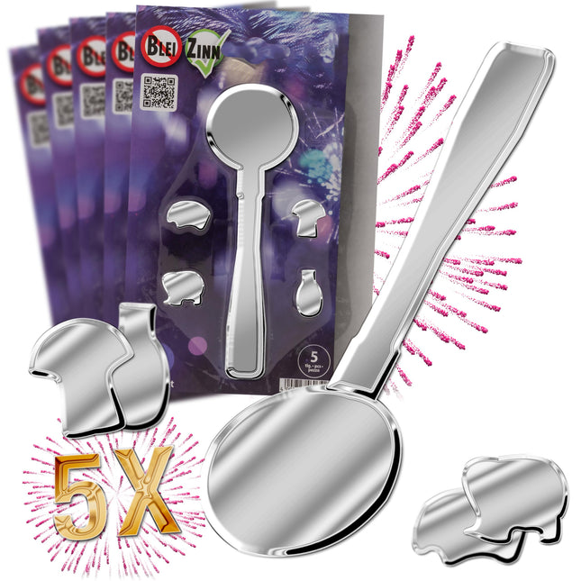 XXL tinavalukomplekt uusaastaööks - 5 lusikat, 20 figuuri | Kuni 5 inimesele peredele, täiskasvanutele ja lastele | Paljud kujundid, täiesti mittetoksiline, ideaalne alternatiiv pliivalule. Pliivaluvaha valamise komplekt