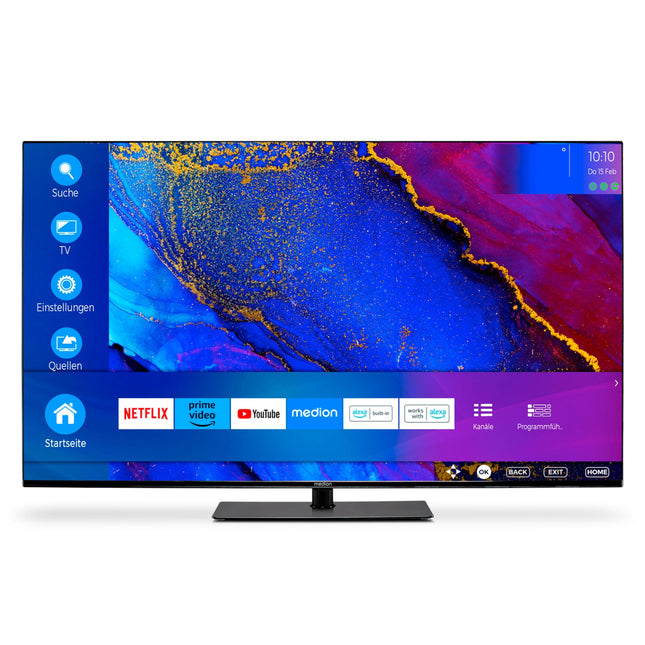 MEDION X15572 (MD 30708) 138,8 cm (55-tolline) televiisor (nutiteler, 4K Ultra HD, Dolby Vision HDR, Dolby Atmos, subwoofer, Netflix, Prime Video, MEMC, Micro Dimming, Bluetooth, PVR)
