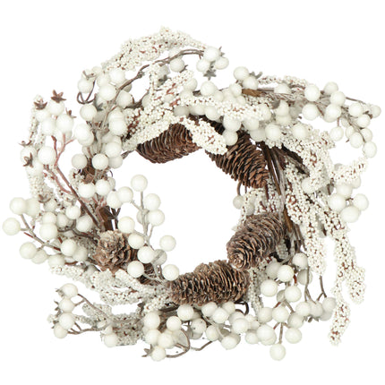 COM-FOUR® Christmas door wreath - Advent wreath with pine cones and white berries - Decorative wreath - Christmas decoration - Table wreath - Christmas wreath