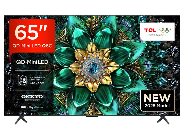 TCL 65Q6C 65-inch QD-Mini LED TV, 4K HDR Premium 1000nits, Smart TV with Google TV (Dolby Vision IQ &amp; Atmos, Onkyo 2.1 Sound System, 144Hz Motion Clarity Pro, Game Master)