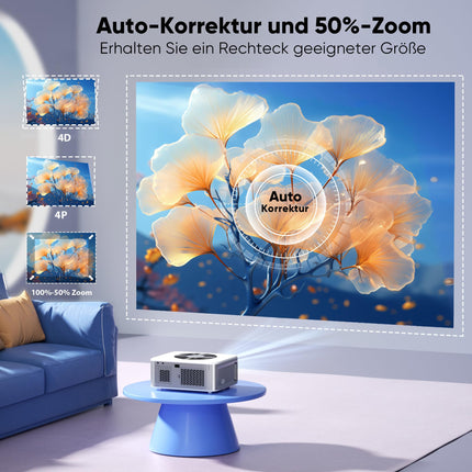 Projektor 【Android TV】 HORLAT 28000 luumeniga projektor 4K kodukino, WiFi 6 Bluetooth projektor õue, automaatne/4P trapetsikorrektsioon, 50% suumprojektor, projektor Androidile nutitelefoni/TV-pulgale, nutikas projektor